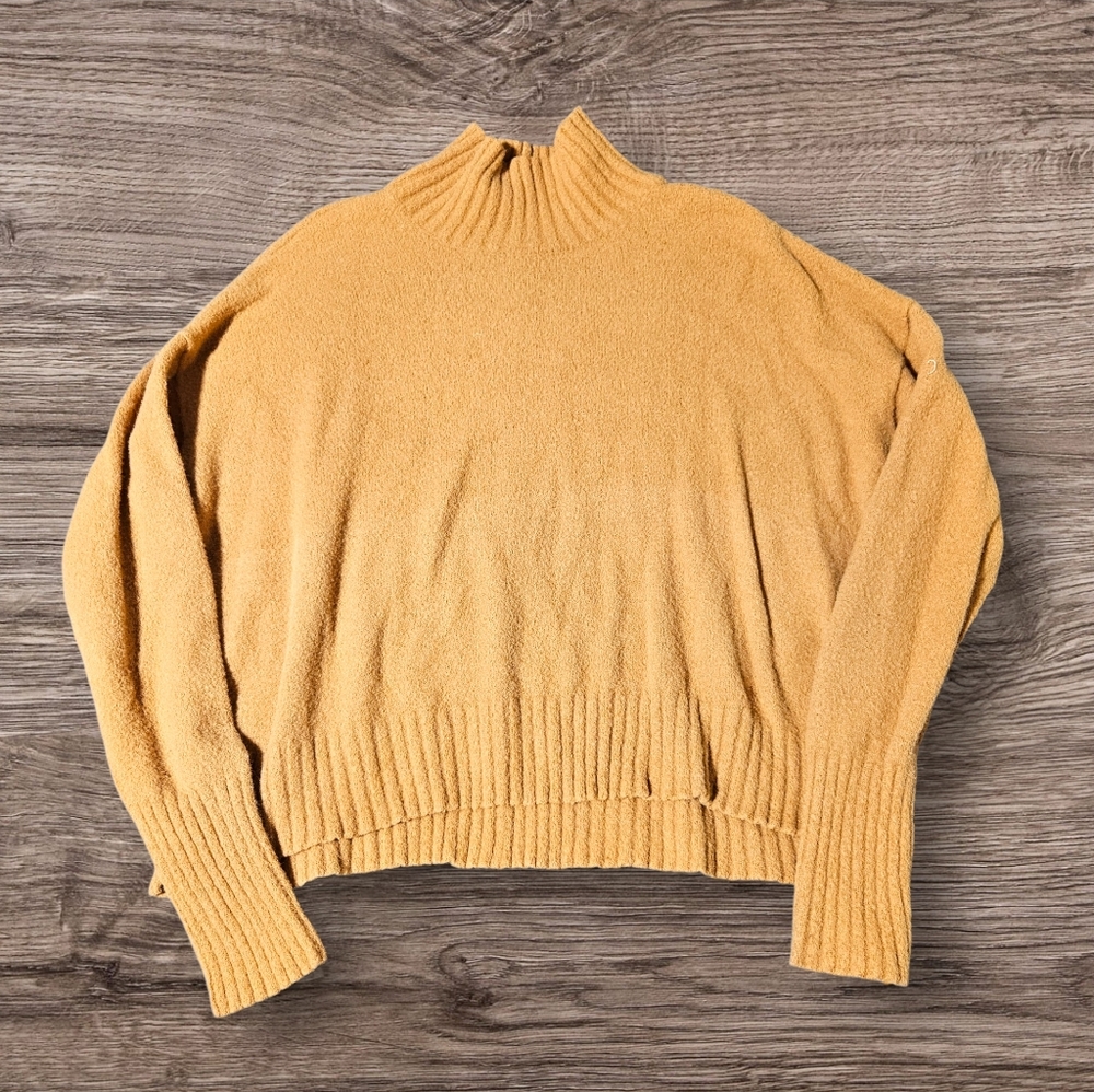 Free People Vancouver Boxy Turtleneck Sweater Moss Pullover Mock Neck SMALL